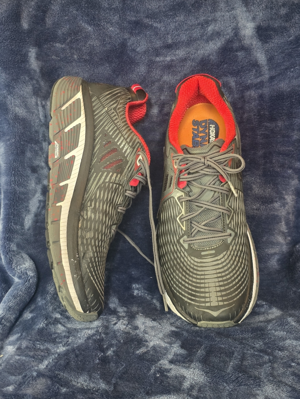 HOKA One One Men’s Grey & Red Running Sneakers
